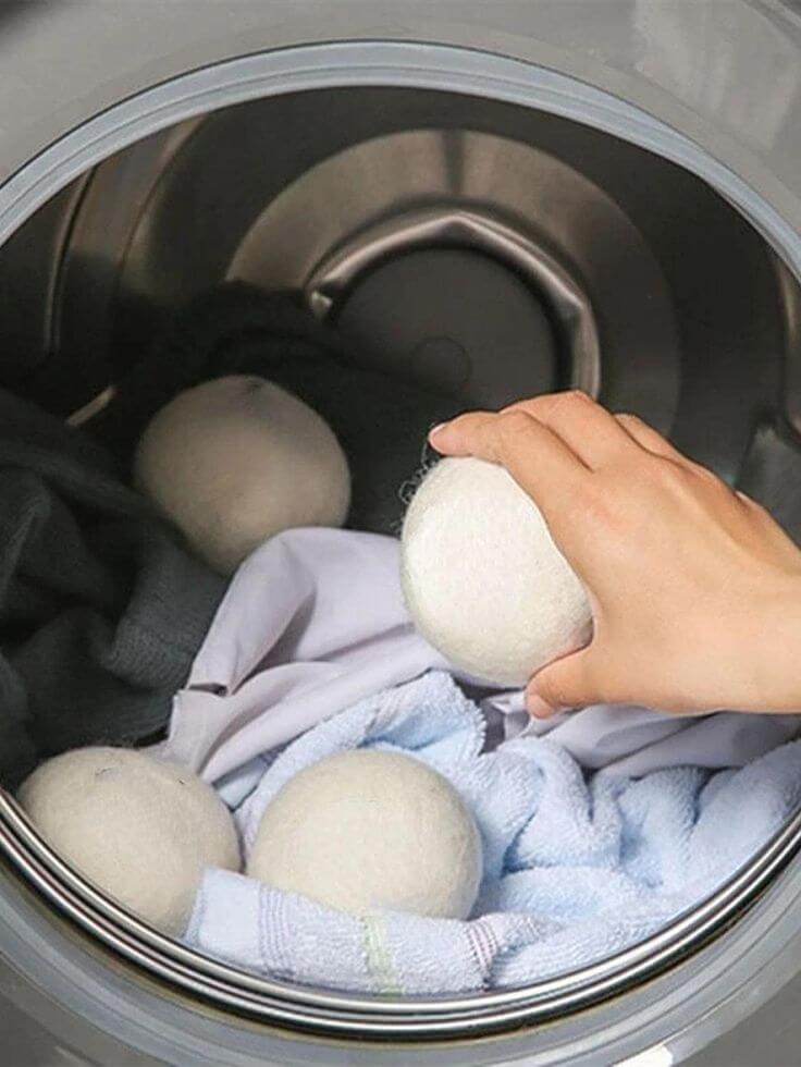 Three Organic Wool Laundry Dryer Balls - Delune