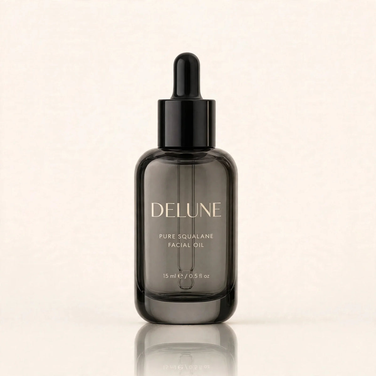 Delune Pure Squalane Facial Oil 15ml in smoky glass dropper bottle